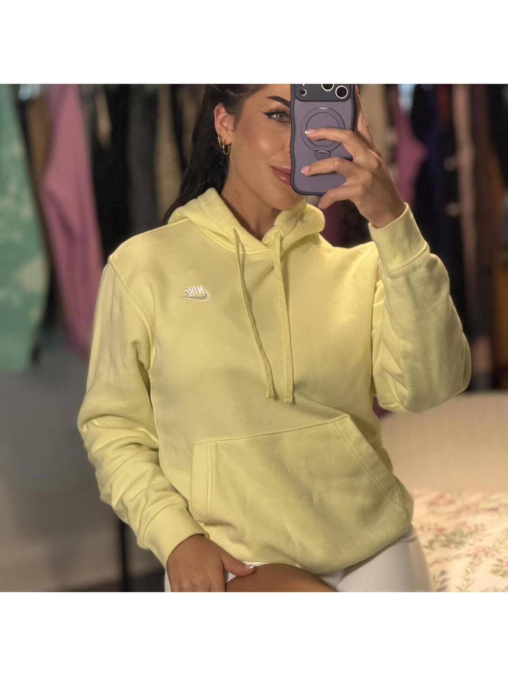 Butter Yellow Trending Pastel Nike Hoodie  Cozy Essential  XS